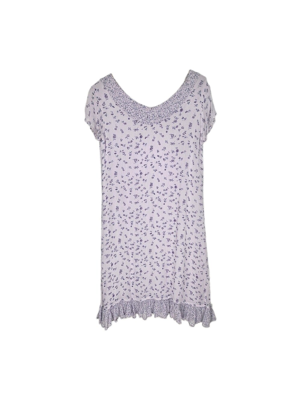 Vintage 1990s Rayon Crepe Mini Dress Grunge Bias Floral Lilac Lavender Medium